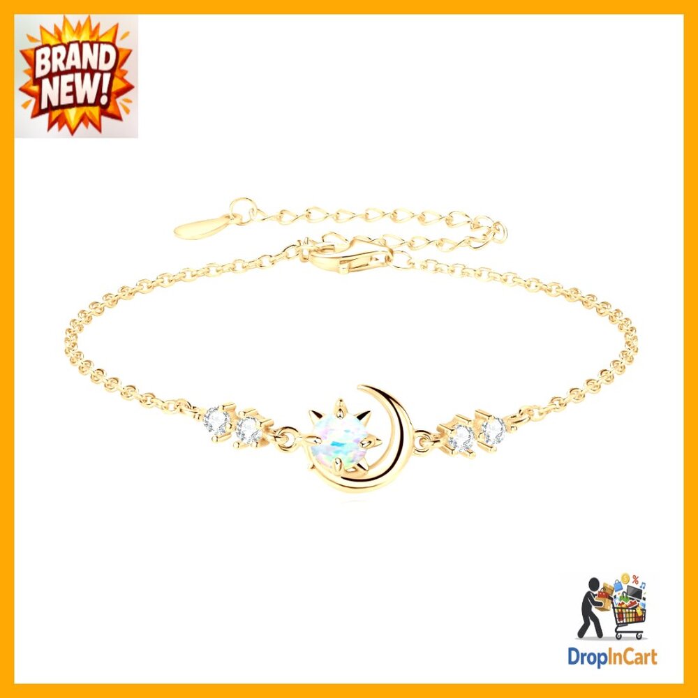 Sterling Silver Opal Link Bracelet Elegant Dainty Adjustable Hypoallergenic